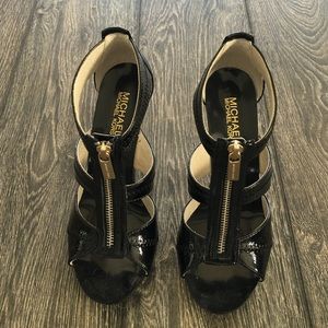 Michael Kors black heels with front zipper