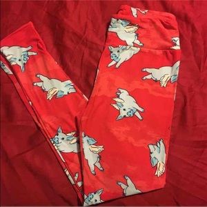 Lularoe Unicorn Flying Pigs leggings OS
