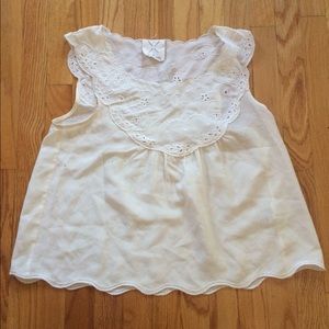 Cream baby doll blouse with eyelet