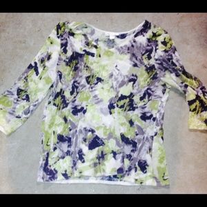 Cotton 3/4 sleeve tropical blouse