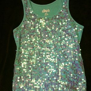 Girls sparkly blue tank top
