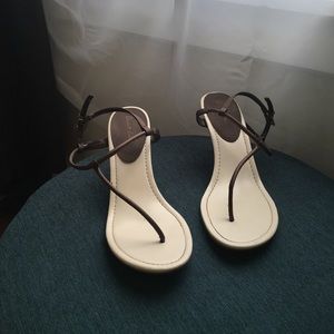 Brown and cream strappy sandals