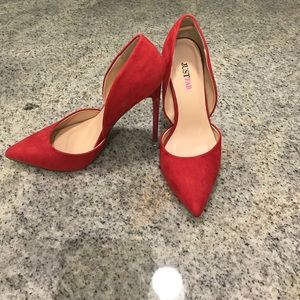 JustFab Red Suede Heels