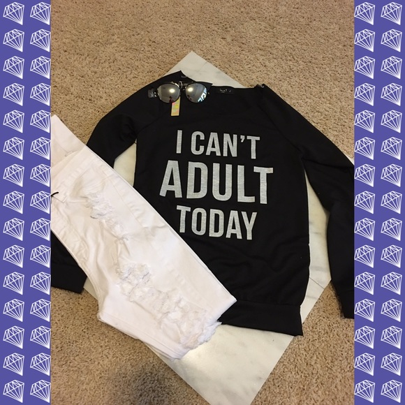 SALE Graphic long sleeve tee I CANT ADULT TODAY! - Picture 4 of 4