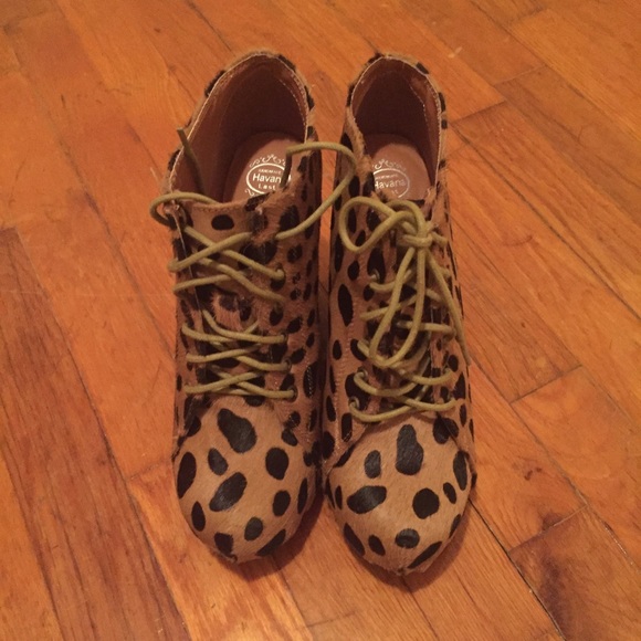 Jeffrey Campbell pony hair lace up wedge/bootie