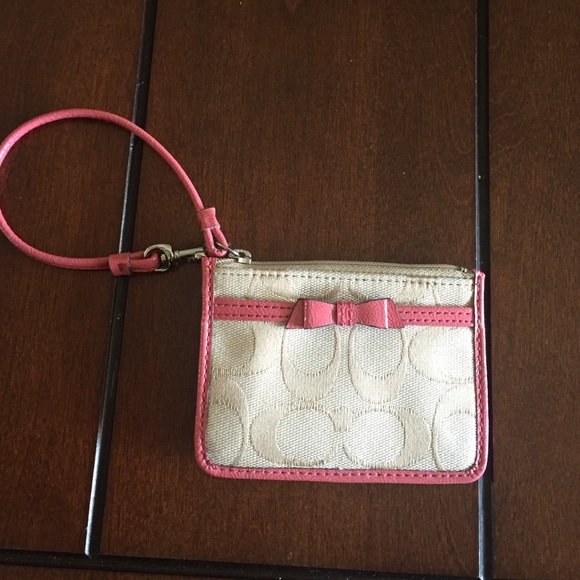 Coach Handbags - Coach pink wristlet/key pouch
