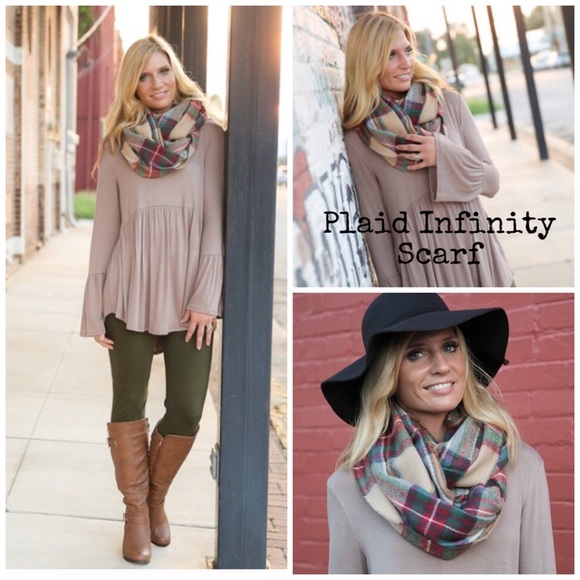 •Super Soft Infinity Plaid Scarf• - Picture 2 of 4