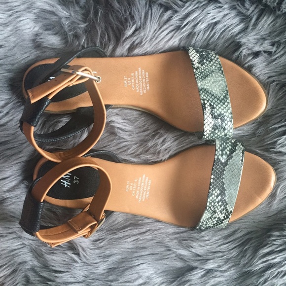 Faux leather & snakeskin sandals
