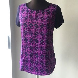 Cute Blue Pink Print Top Shirt S