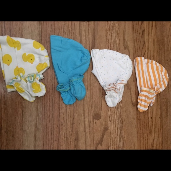 Baby hats with mitten bundle