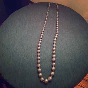 27" metallic grey beaded necklace