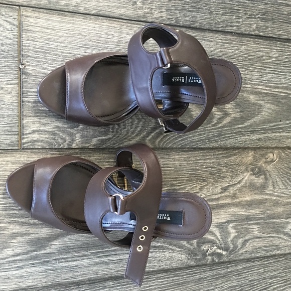 Espresso colored fabric wedge with ankle strap