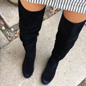 Shoe dazzle black over the knee boots