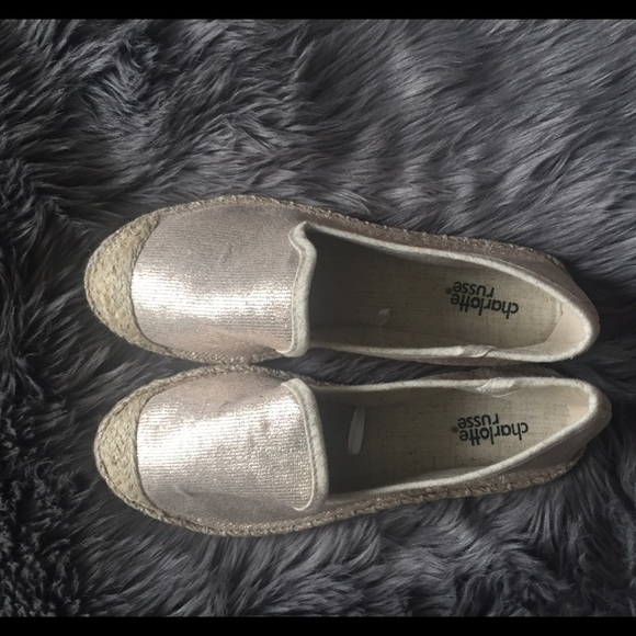 Metallic champagne espadrilles