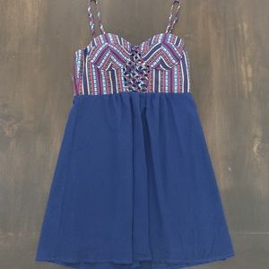 Navy blue dress with gorgeous pattern