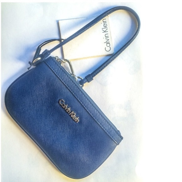 Calvin Klein Saffiano Wristlet Blue Color