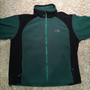 Green Northface fleece jacket.
