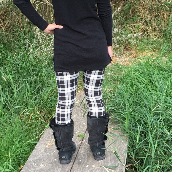 Plaid fleece lined leggings - Picture 3 of 4