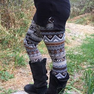 Aztec print fleece lined leggings