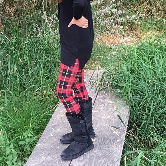 Plaid fleece lined leggings - Picture 2 of 3