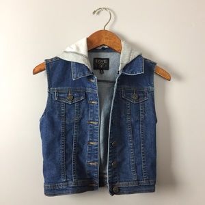 Denim Vest with Detachable Hood