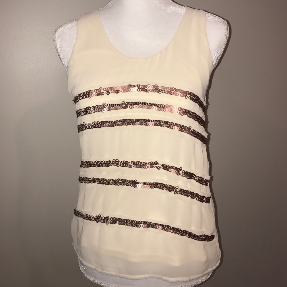 Mossimo XS off white tank w/ copper detail