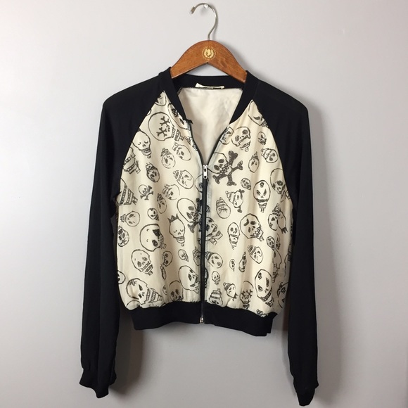 Sketched Skull Bomber Jacket