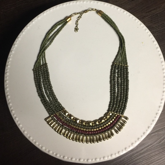 Olive green statement necklace