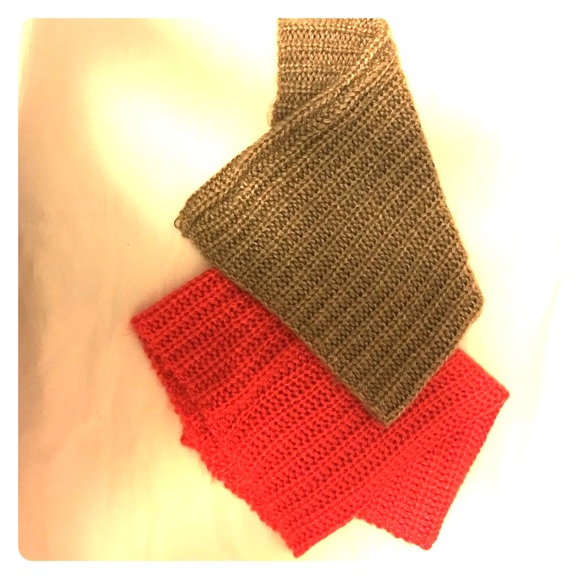Two knit infinity scarves