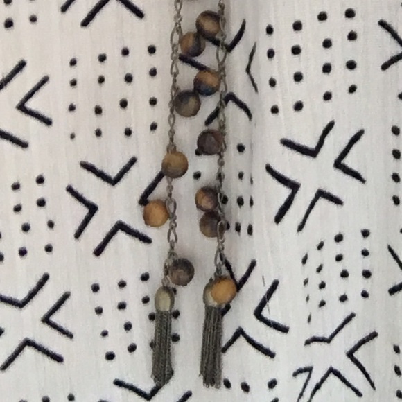 Tigers Eye beaded lariet with tassels
