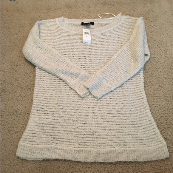 Ann Taylor white open stitch sweater with sparkle