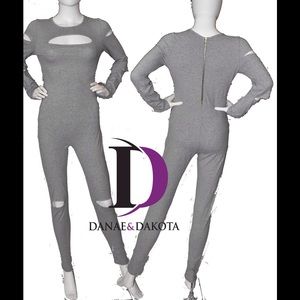 Long sleeve catsuit with slits at knees and arms