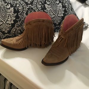 June Gypsy fringe boots. Size 8.