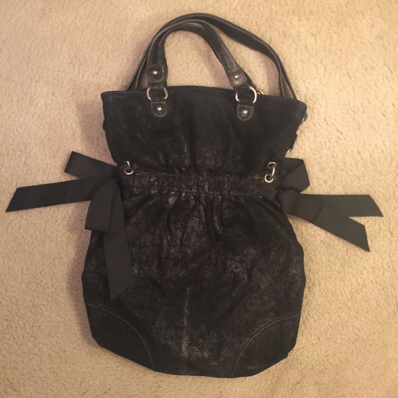 Black Metallic Suede Loft Bag