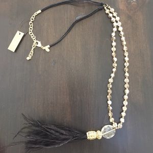 Long feather tassel necklace