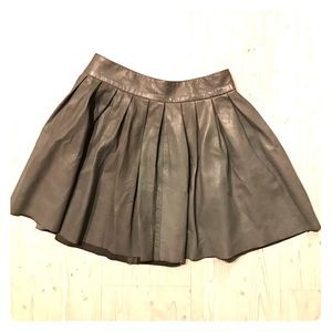Alice + Olive grey pleated leather skirt