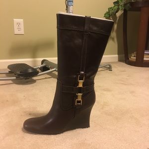 Calvin Klein tall wedge boots