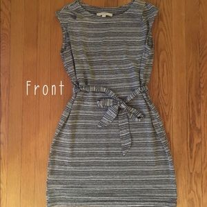 LOFT cotton/linen waist tie dress