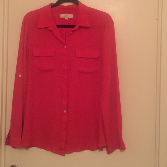 Loft red button down shirt