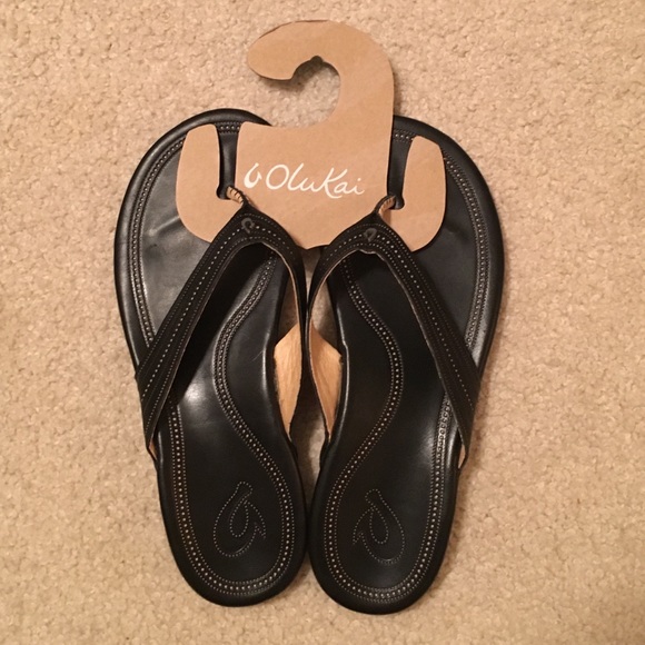 🔴SOLD🔴 Black leather Wana Oulkai flip flops