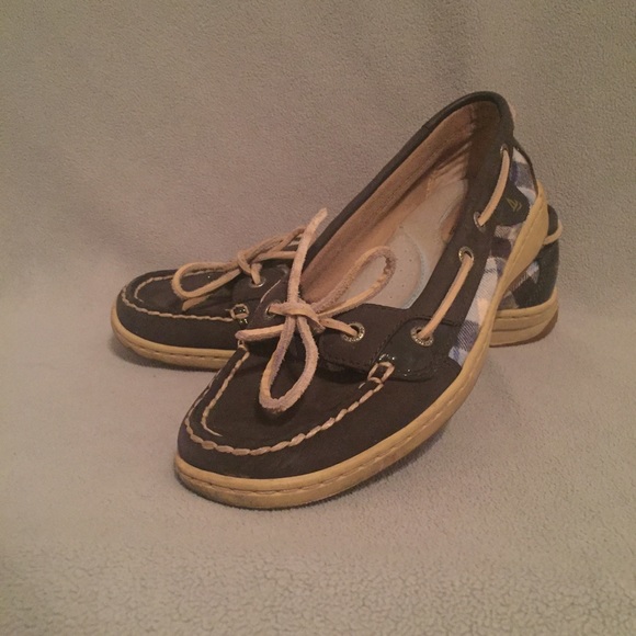 Blue plaid sperry angelfish boat shoe