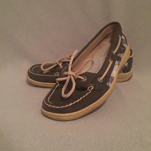 Blue plaid sperry angelfish boat shoe