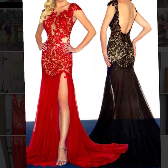 Long red prom dress