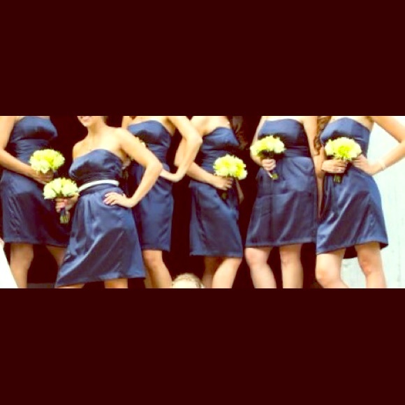 Two navy blue bridesmaid dresses