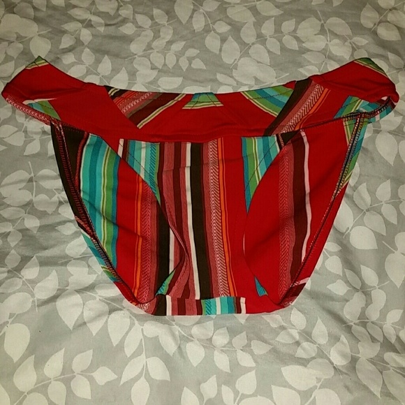 BEBE  stripe swim suit with design on chest - Picture 3 of 4