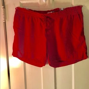 Red linen shorts