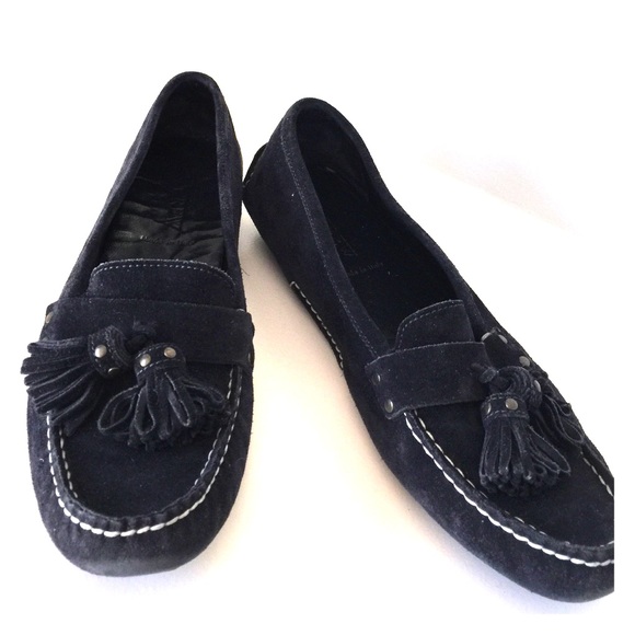 J Crew Navy Suede Tassel Driving moccasins