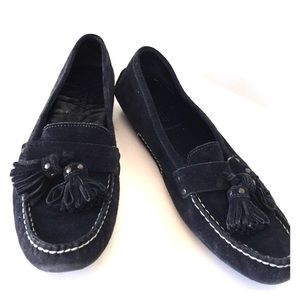 J Crew Navy Suede Tassel Driving moccasins