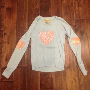 Sweater with sequin hearts