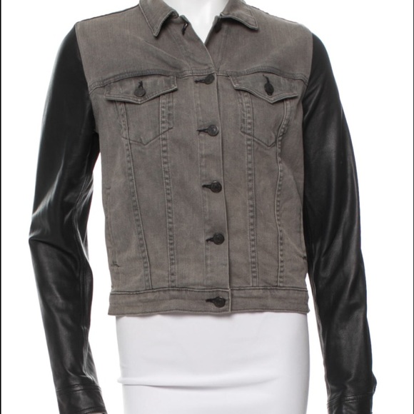 Rag and bone denim and leather Grey black Jacket